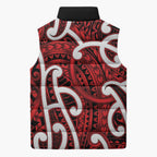Aotearoa Maori Kowhaiwhai Sleeveless Puffer Jacket Whero Puhoro and Patiki