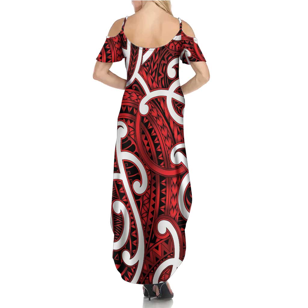 Aotearoa Maori Kowhaiwhai Summer Maxi Dress Whero Puhoro and Patiki