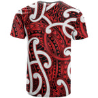 Aotearoa Maori Kowhaiwhai T Shirt Whero Puhoro and Patiki