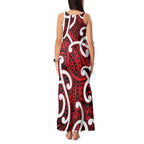 Aotearoa Maori Kowhaiwhai Tank Maxi Dress Whero Puhoro and Patiki