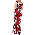 Aotearoa Maori Kowhaiwhai Tank Maxi Dress Whero Puhoro and Patiki