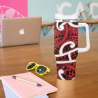 Aotearoa Maori Kowhaiwhai Tumbler With Handle Whero Puhoro and Patiki