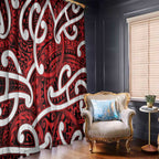 Aotearoa Maori Kowhaiwhai Window Curtain Whero Puhoro and Patiki