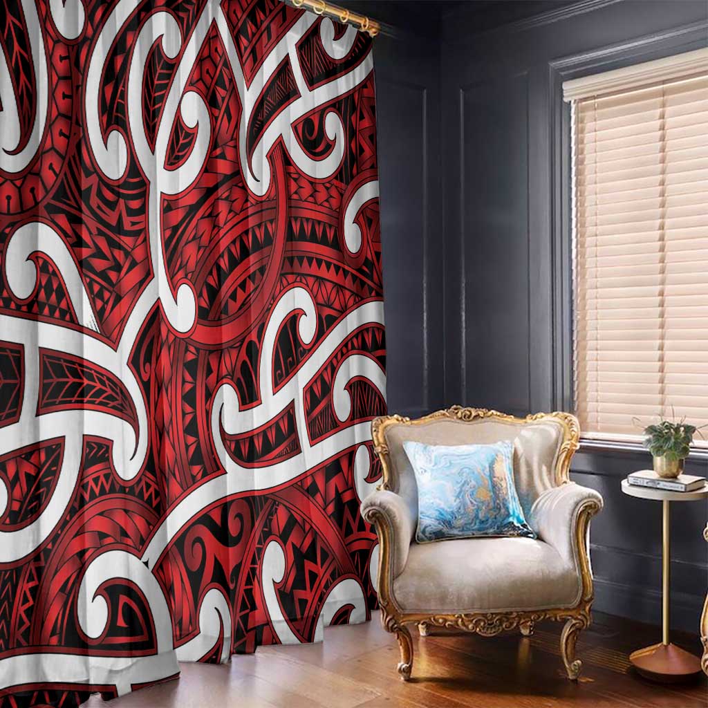Aotearoa Maori Kowhaiwhai Window Curtain Whero Puhoro and Patiki