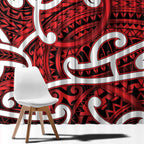 Aotearoa Maori Kowhaiwhai Window Curtain Whero Puhoro and Patiki