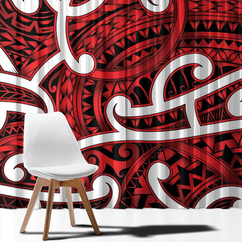 Aotearoa Maori Kowhaiwhai Window Curtain Whero Puhoro and Patiki