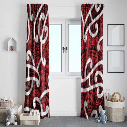 Aotearoa Maori Kowhaiwhai Window Curtain Whero Puhoro and Patiki