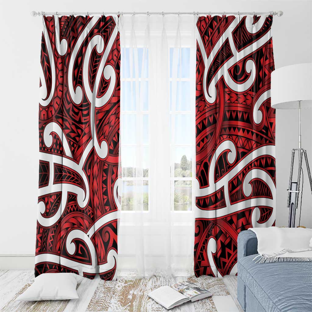 Aotearoa Maori Kowhaiwhai Window Curtain Whero Puhoro and Patiki
