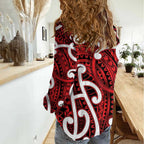 Aotearoa Maori Kowhaiwhai Women Casual Shirt Whero Puhoro and Patiki