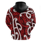 Aotearoa Maori Kowhaiwhai Zip Hoodie Whero Puhoro and Patiki