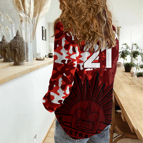 (Custom Text And Number) NRL ANZAC 2023 St Dragons Women Casual Shirt Camouflage LT9