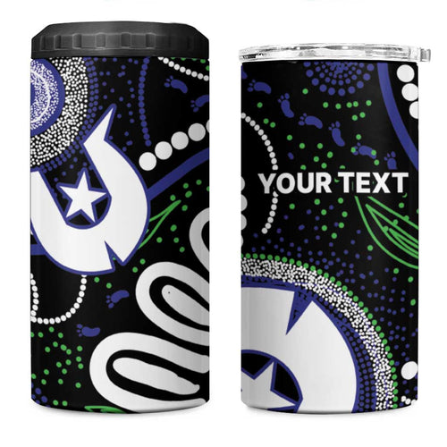 Torres Strait Islander Aboriginal Dot Painting Personalised 4 in 1 Can Cooler Tumbler