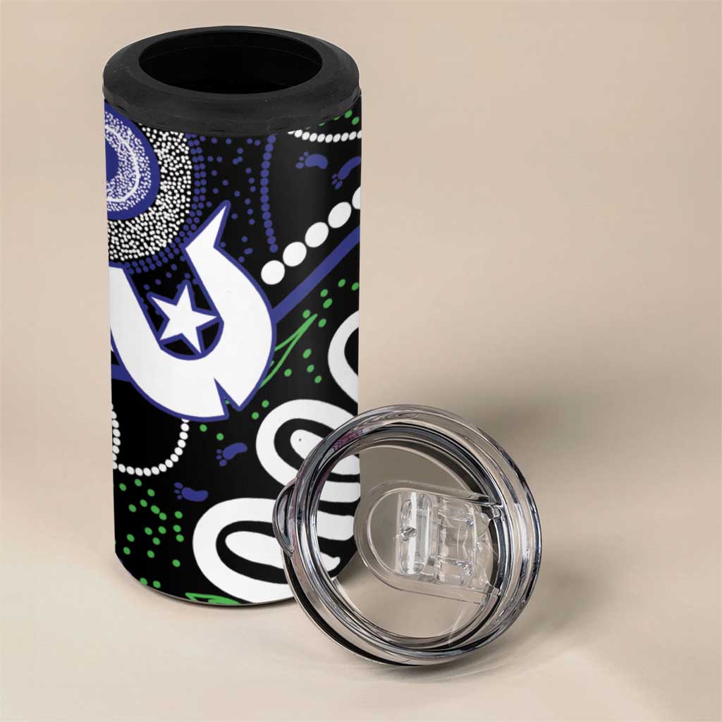 Torres Strait Islander Aboriginal Dot Painting Personalised 4 in 1 Can Cooler Tumbler