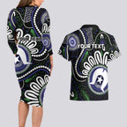 Torres Strait Islander Aboriginal Dot Painting Personalised Couples Matching Long Sleeve Bodycon Dress and Hawaiian Shirt