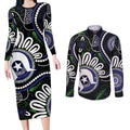 Torres Strait Islander Aboriginal Dot Painting Personalised Couples Matching Long Sleeve Bodycon Dress and Long Sleeve Button Shirt