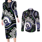 Torres Strait Islander Aboriginal Dot Painting Personalised Couples Matching Long Sleeve Bodycon Dress and Long Sleeve Button Shirt