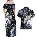Torres Strait Islander Aboriginal Dot Painting Personalised Couples Matching Off Shoulder Maxi Dress and Hawaiian Shirt