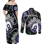 Torres Strait Islander Aboriginal Dot Painting Personalised Couples Matching Off Shoulder Maxi Dress and Long Sleeve Button Shirt