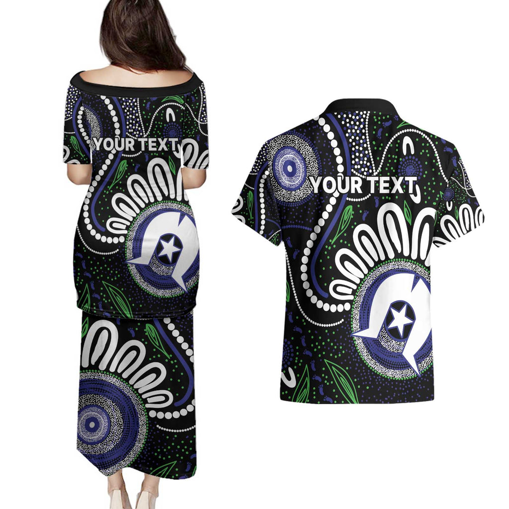 Torres Strait Islander Aboriginal Dot Painting Personalised Couples Matching Puletasi and Hawaiian Shirt