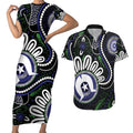 Torres Strait Islander Aboriginal Dot Painting Personalised Couples Matching Short Sleeve Bodycon Dress and Hawaiian Shirt