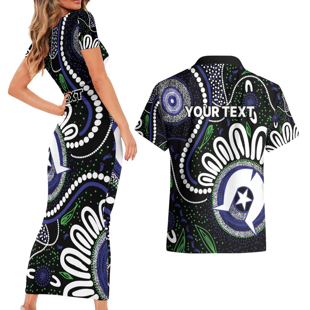 Torres Strait Islander Aboriginal Dot Painting Personalised Couples Matching Short Sleeve Bodycon Dress and Hawaiian Shirt