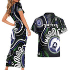 Torres Strait Islander Aboriginal Dot Painting Personalised Couples Matching Short Sleeve Bodycon Dress and Hawaiian Shirt