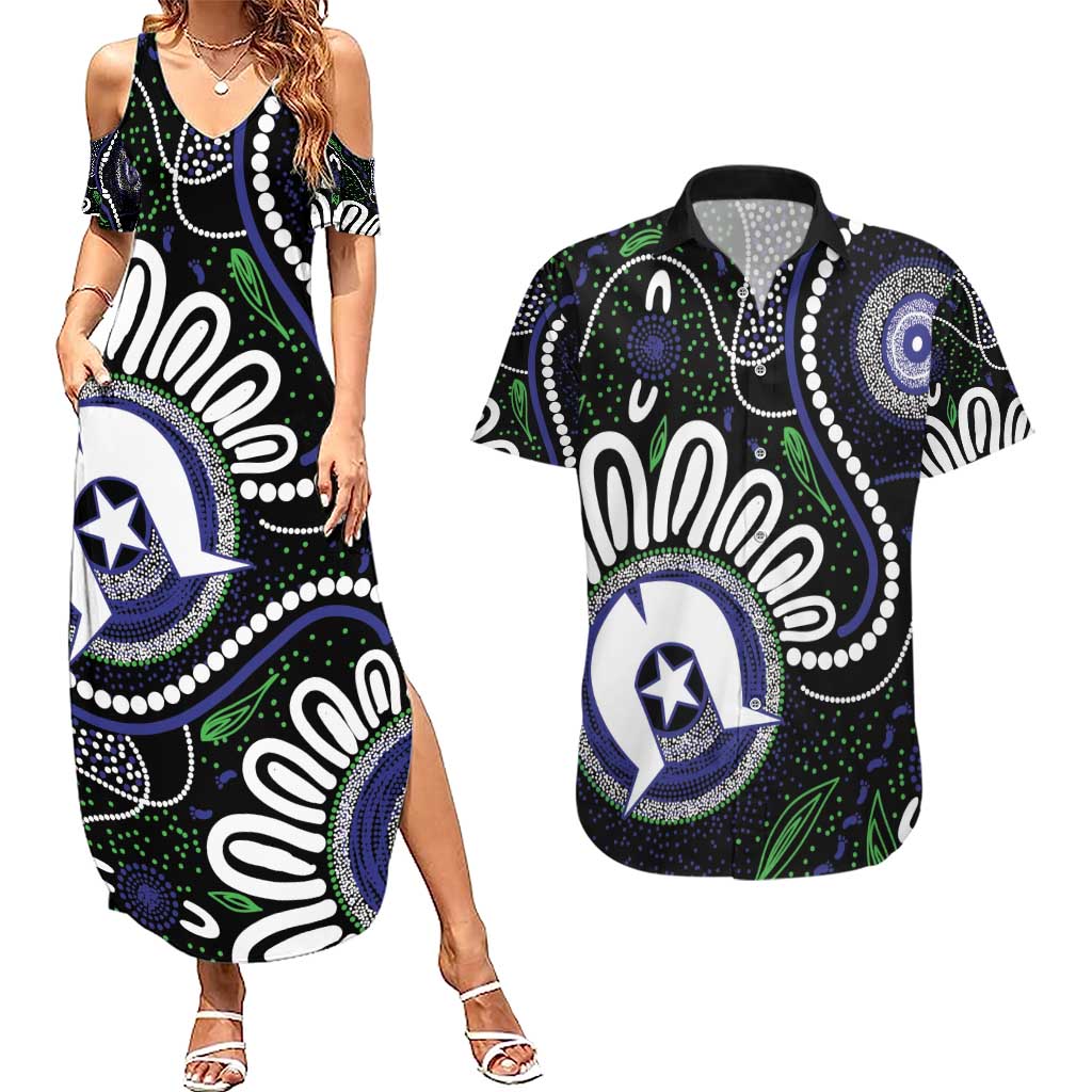 Torres Strait Islander Aboriginal Dot Painting Personalised Couples Matching Summer Maxi Dress and Hawaiian Shirt