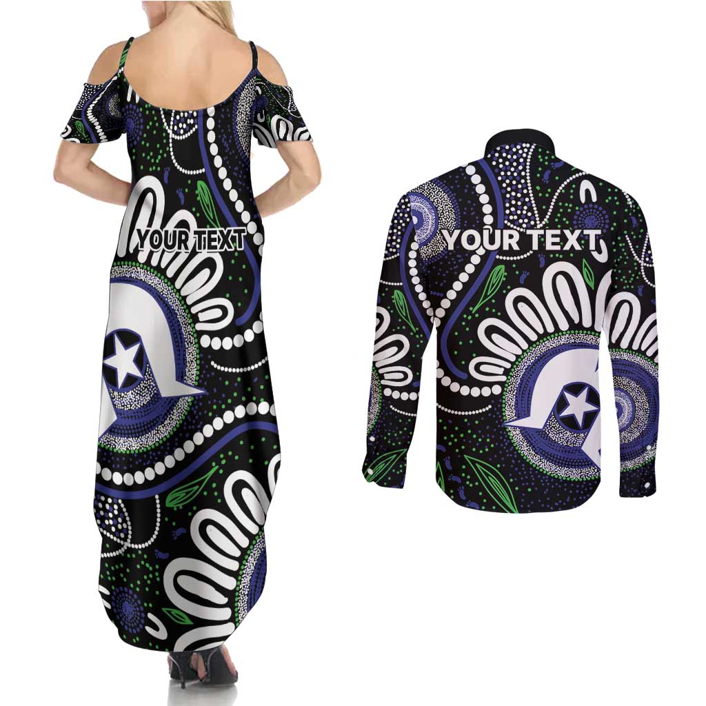 Torres Strait Islander Aboriginal Dot Painting Personalised Couples Matching Summer Maxi Dress and Long Sleeve Button Shirt