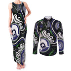 Torres Strait Islander Aboriginal Dot Painting Personalised Couples Matching Tank Maxi Dress and Long Sleeve Button Shirt