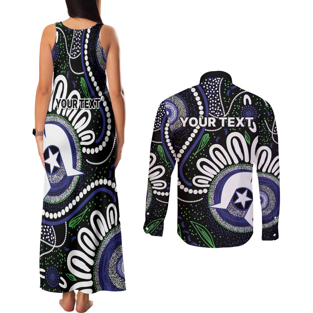 Torres Strait Islander Aboriginal Dot Painting Personalised Couples Matching Tank Maxi Dress and Long Sleeve Button Shirt