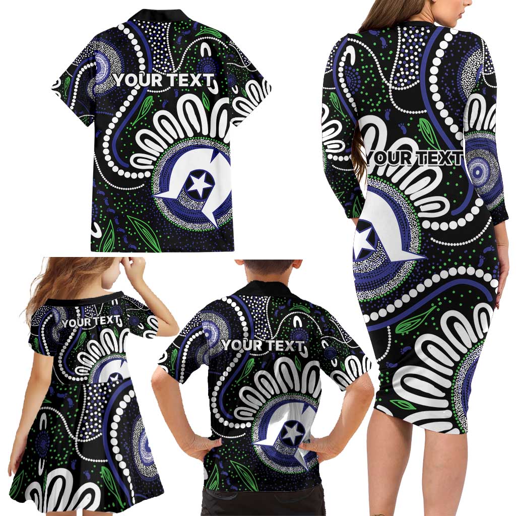 Torres Strait Islander Aboriginal Dot Painting Personalised Family Matching Long Sleeve Bodycon Dress and Hawaiian Shirt