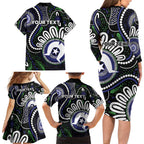 Torres Strait Islander Aboriginal Dot Painting Personalised Family Matching Long Sleeve Bodycon Dress and Hawaiian Shirt