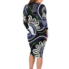 Torres Strait Islander Aboriginal Dot Painting Personalised Family Matching Long Sleeve Bodycon Dress and Hawaiian Shirt