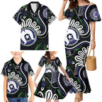 Torres Strait Islander Aboriginal Dot Painting Personalised Family Matching Mermaid Dress and Hawaiian Shirt