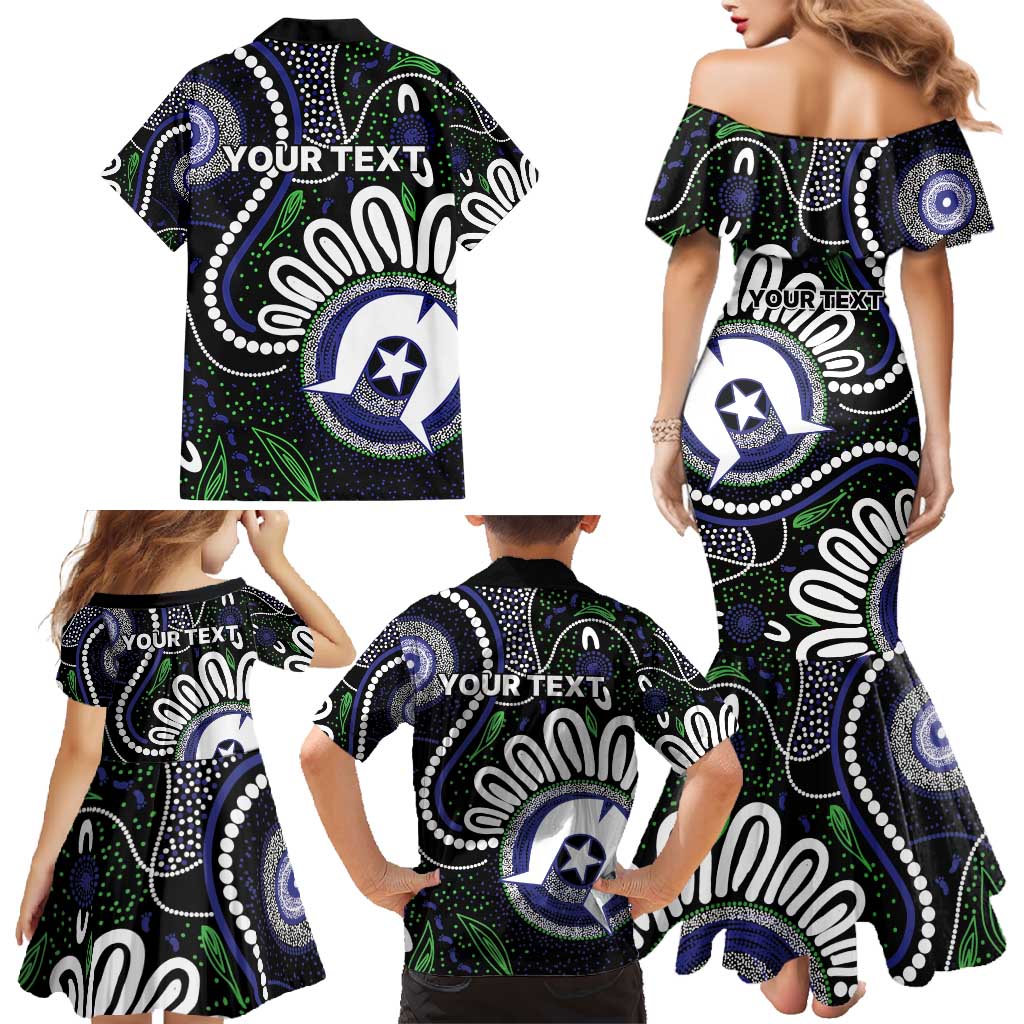 Torres Strait Islander Aboriginal Dot Painting Personalised Family Matching Mermaid Dress and Hawaiian Shirt