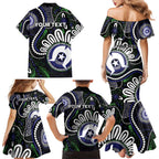 Torres Strait Islander Aboriginal Dot Painting Personalised Family Matching Mermaid Dress and Hawaiian Shirt