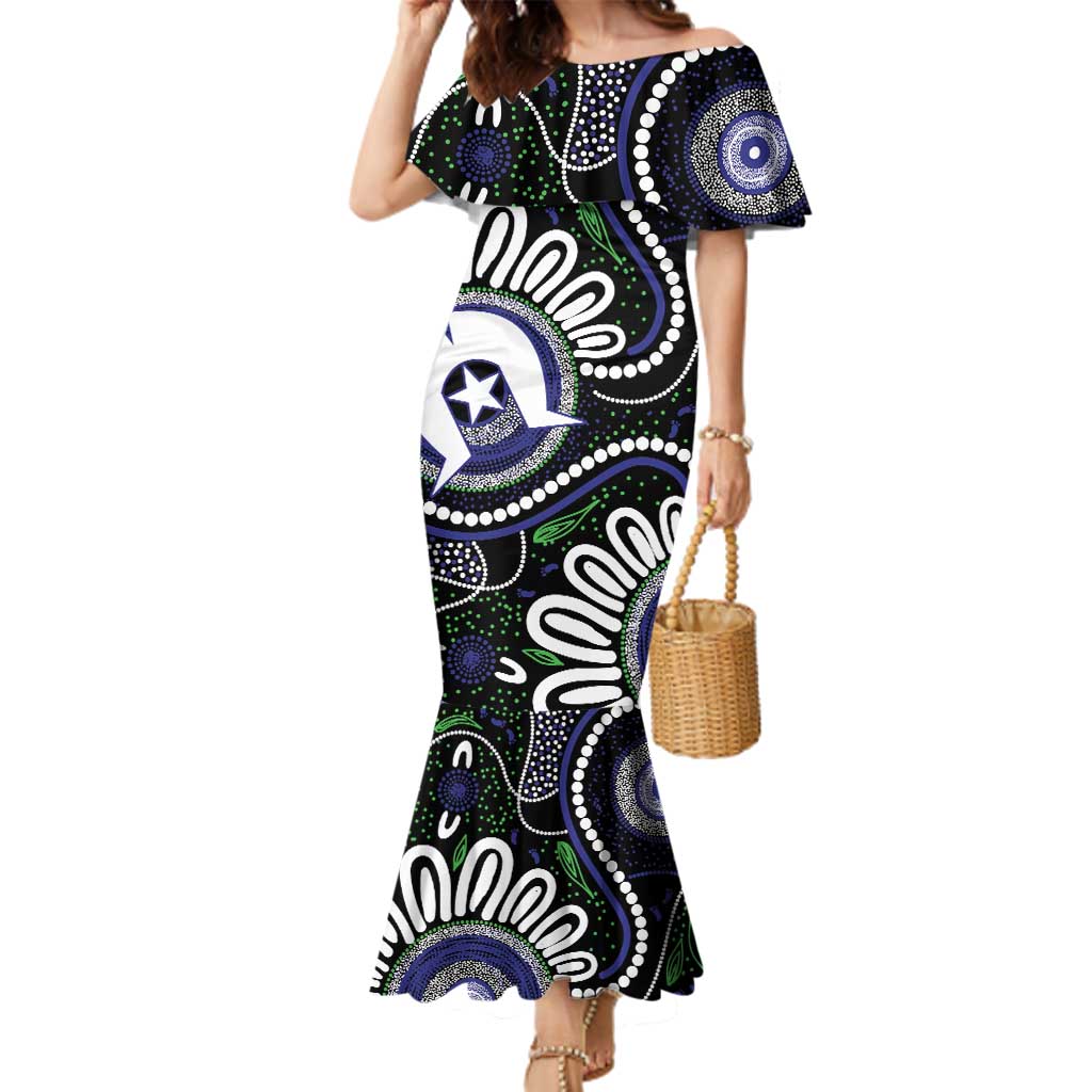 Torres Strait Islander Aboriginal Dot Painting Personalised Family Matching Mermaid Dress and Hawaiian Shirt