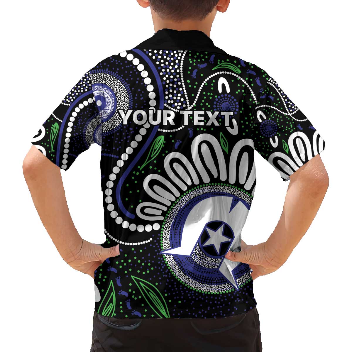 Torres Strait Islander Aboriginal Dot Painting Personalised Family Matching Off The Shoulder Long Sleeve Dress and Hawaiian Shirt