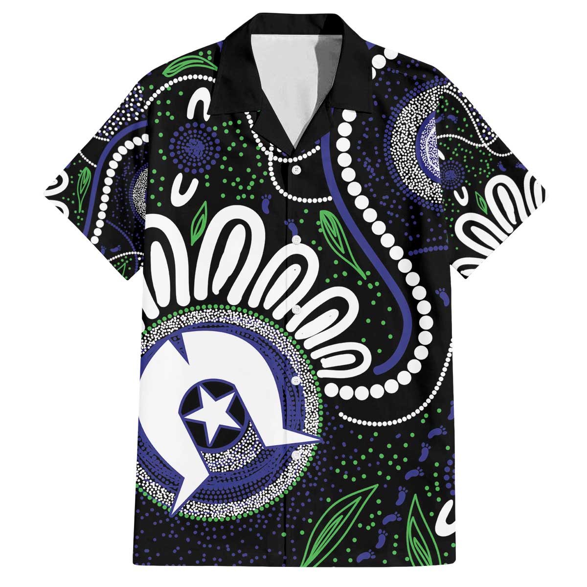 Torres Strait Islander Aboriginal Dot Painting Personalised Family Matching Off The Shoulder Long Sleeve Dress and Hawaiian Shirt