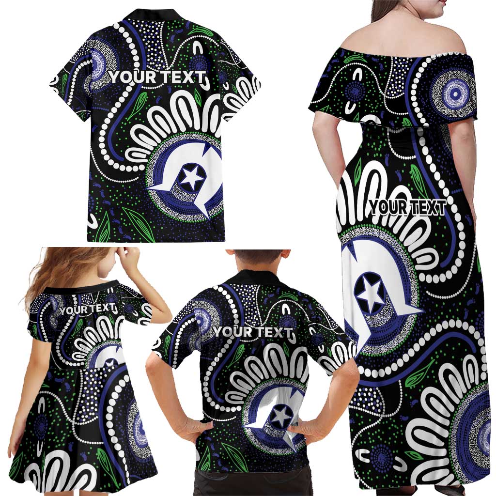 Torres Strait Islander Aboriginal Dot Painting Personalised Family Matching Off Shoulder Maxi Dress and Hawaiian Shirt