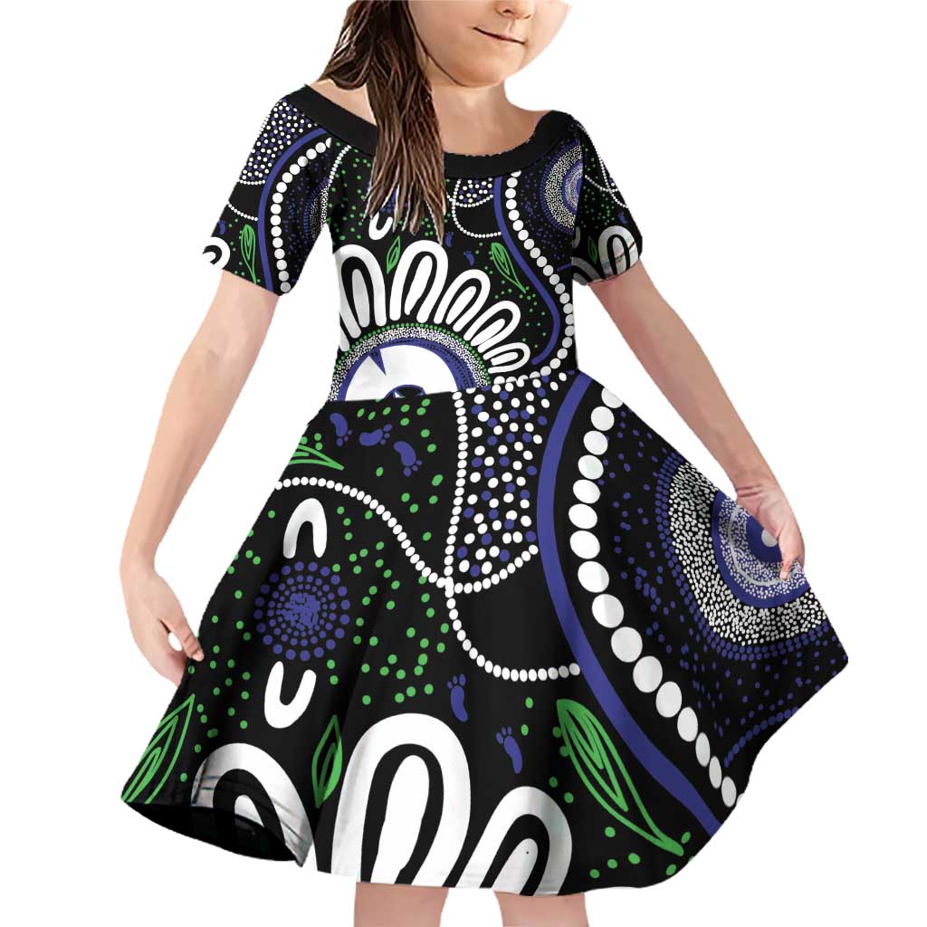 Torres Strait Islander Aboriginal Dot Painting Personalised Family Matching Off Shoulder Short Dress and Hawaiian Shirt