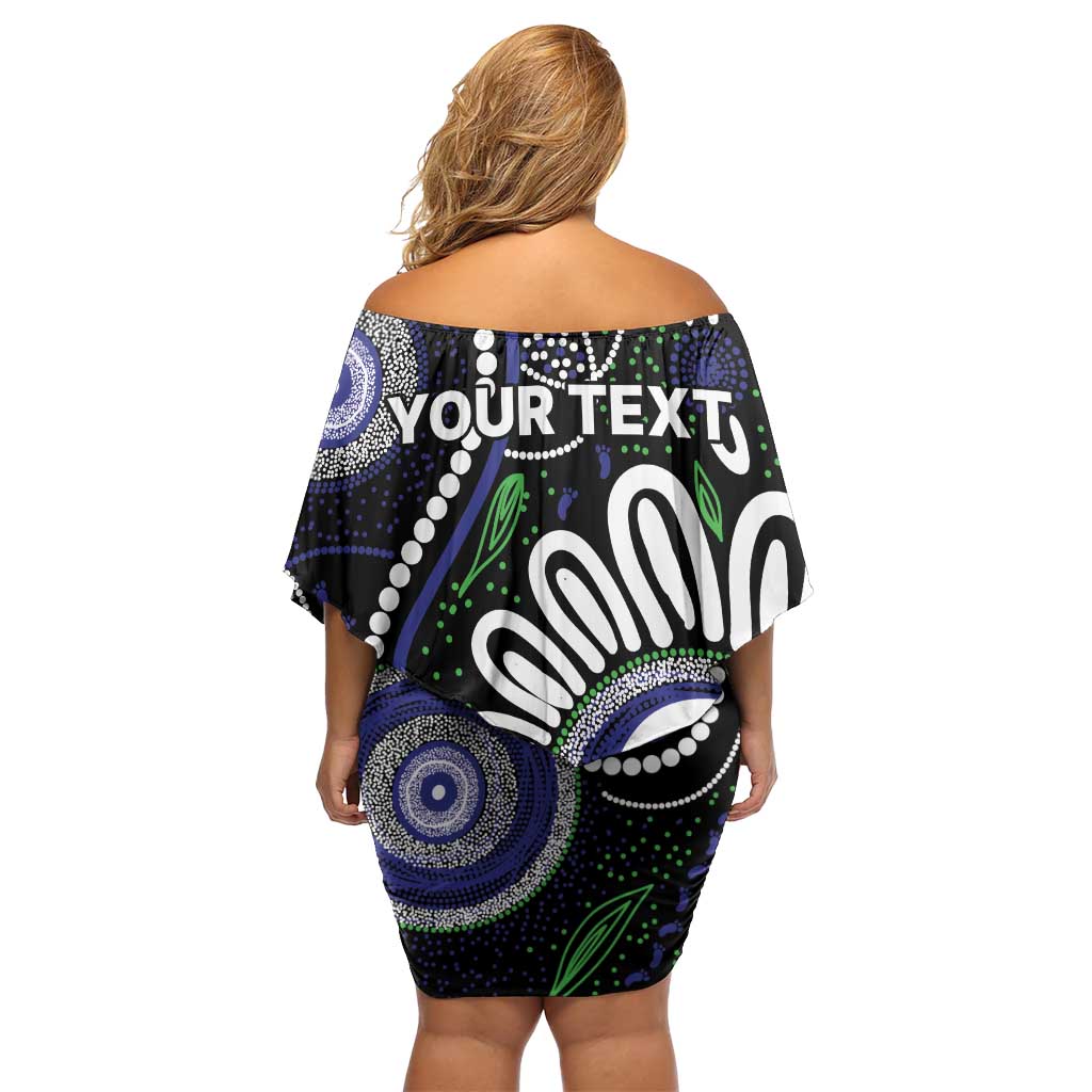Torres Strait Islander Aboriginal Dot Painting Personalised Family Matching Off Shoulder Short Dress and Hawaiian Shirt