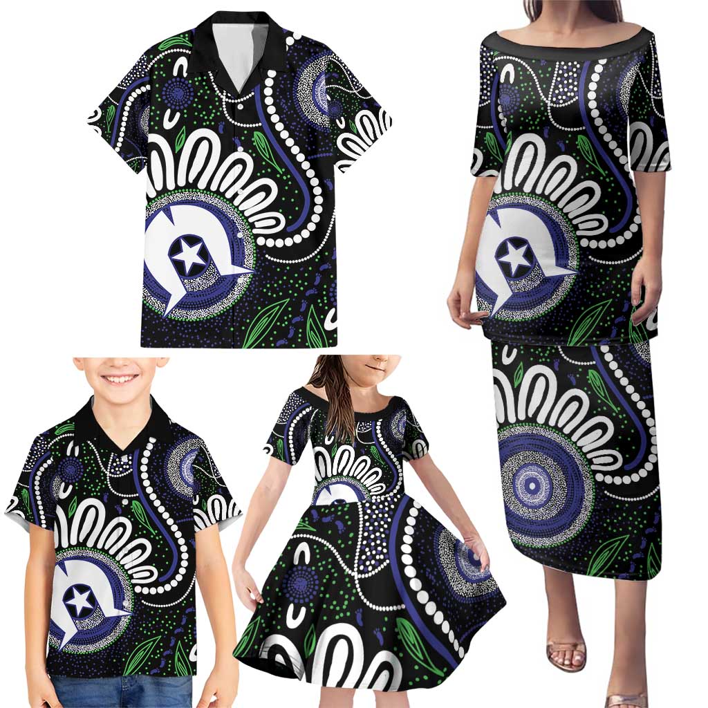 Torres Strait Islander Aboriginal Dot Painting Personalised Family Matching Puletasi and Hawaiian Shirt