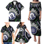 Torres Strait Islander Aboriginal Dot Painting Personalised Family Matching Puletasi and Hawaiian Shirt
