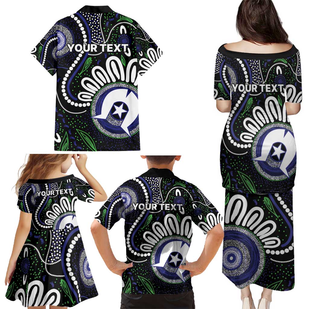 Torres Strait Islander Aboriginal Dot Painting Personalised Family Matching Puletasi and Hawaiian Shirt
