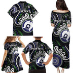 Torres Strait Islander Aboriginal Dot Painting Personalised Family Matching Puletasi and Hawaiian Shirt