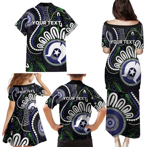 Torres Strait Islander Aboriginal Dot Painting Personalised Family Matching Puletasi and Hawaiian Shirt