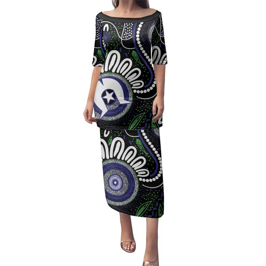 Torres Strait Islander Aboriginal Dot Painting Personalised Family Matching Puletasi and Hawaiian Shirt