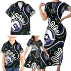 Torres Strait Islander Aboriginal Dot Painting Personalised Family Matching Short Sleeve Bodycon Dress and Hawaiian Shirt