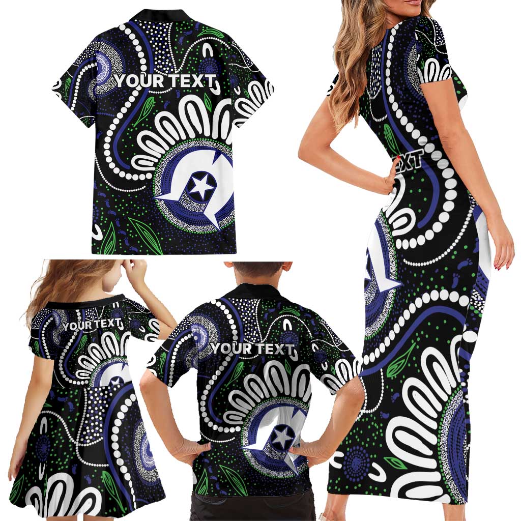 Torres Strait Islander Aboriginal Dot Painting Personalised Family Matching Short Sleeve Bodycon Dress and Hawaiian Shirt